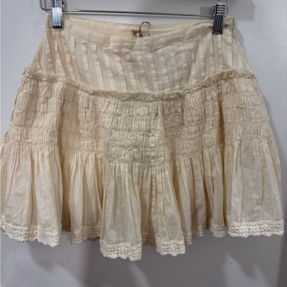 Nwt Loveshackfancy Camille cotton mini skirt in bone - size 0